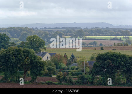 Haus auf dem Lande, Hain von der nördlichen Mayenne. Stockfoto