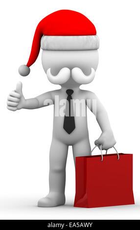 Santa Claus mit Einkaufstasche. Isoliert auf weißem Hintergrund Stockfoto