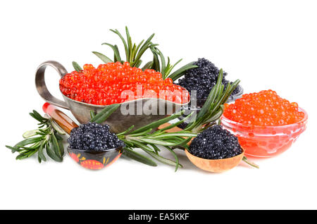 Kaviar in Schalen Stockfoto
