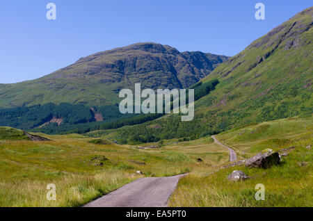 Glen Etive Blick in Richtung Dalness, Lochaber, Highland, Schottland, UK Stockfoto