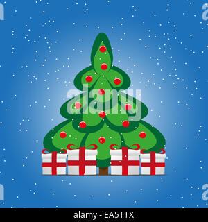 Cartoon-Weihnachtsbaum-Geschenk-Boxen Stockfoto