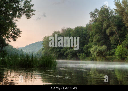 Blick auf den Fluss Siwerskyj Donez Stockfoto