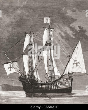 São Gabriel, Flaggschiff der Armada von Vasco da Gama auf seiner ersten Reise nach Indien 1497-1499. Stockfoto