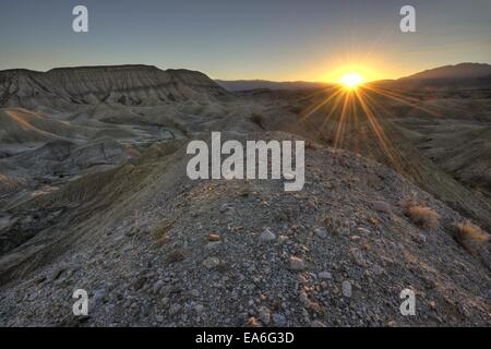 USA, California, Anza-Borrego Desert State Park, Fish Creek Berggebiet, Sonnenuntergang in der Wüste Stockfoto