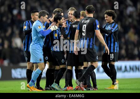 Kopenhagen, Dänemark. 6. November 2014. UEFA-Europa-Cup Fußball, Gruppenphase. FC Kopenhagen gegen Club Brügge.  Lior Refaelov von Club Brugge feiert ein 3. Tor Credit: Action Plus Sport Bilder/Alamy Live News Stockfoto