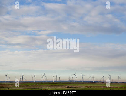 Wenig Cheyne Gericht Windpark in der englischen Landschaft zu Sturz, Walland Marsh, England Stockfoto