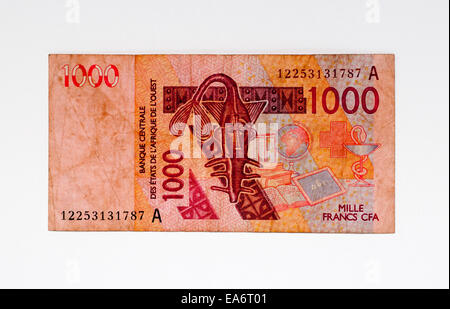 Ivory Coast 1000 One Thousand Franc Bank Note Cote d'Ivoire Stockfoto