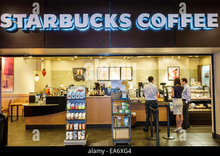 Miami Florida, Intercontinental, Hotel, Lobby, Starbucks Coffee, Barista, Café, Front, Gäste, Schalter, FL140808023 Stockfoto