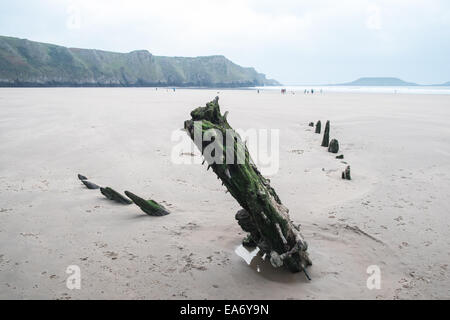 Rhosili, Rhossili, Rhossilli, Bucht, Llangennith langenneth, Strand, Würmer, der Wurm Gower, Halbinsel, Swansea, Swansea, Wales, Großbritannien, Großbritannien, Europa, Europäischen, Stockfoto