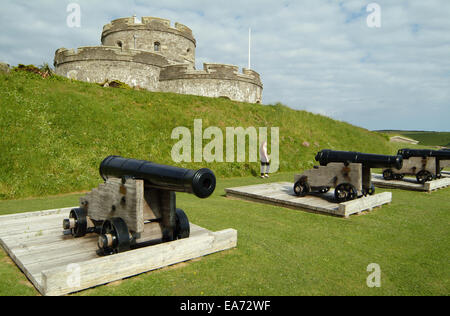 St. Mawes Castle Kanonen Stockfoto