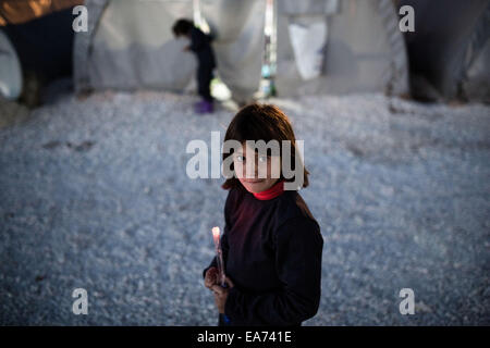 Suruc, Türkei. 7. November 2014. Abend in einem Flüchtlingslager in Suruc, Türkei am 7. November 2014. Bildnachweis: Konstantinos Tsakalidis/Alamy Live-Nachrichten Stockfoto