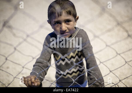 Suruc, Türkei. 7. November 2014. Abend in einem Flüchtlingslager in Suruc, Türkei am 7. November 2014. Bildnachweis: Konstantinos Tsakalidis/Alamy Live-Nachrichten Stockfoto