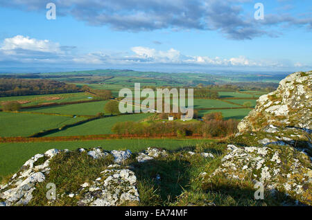 Der Blick vom Brent Tor auf Dartmoor in Devon, Großbritannien Stockfoto