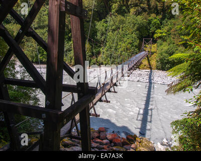 Seilbrücke Fox Glacier Region in Neuseeland Stockfoto