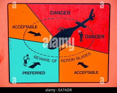 Vorsicht Hubschrauber Abwind Zeichen Stockfoto