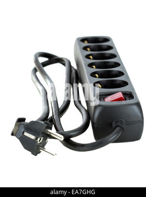 Black Power Surge isoliert auf weißem Hintergrund Stockfoto