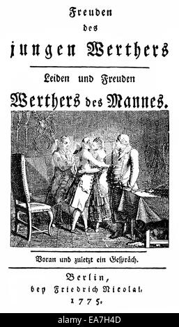 Satire auf Goethes Werther, die Freuden des jungen Werthers, Weiherlandschaft des Jungen Werthers (1775), von Christoph Friedrich Nicolai 1733 Stockfoto