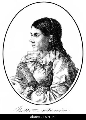 Bettina von Arnim, 1785-1859, deutscher Schriftsteller der deutschen Romantik, Porträt von Bettina von Arnim, 1785-1859, Eine Deutsche Stockfoto