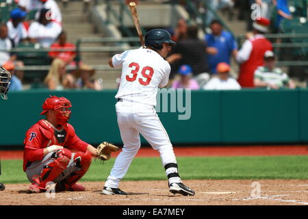 Brooklyn, NY/USA – 21. Juli 2014: Brooklyn's Michael Conforto schlägt gegen Williamsport im MCU Park. Quelle: Gordon Donovan/Alamy Live News Stockfoto