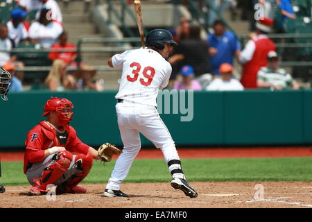 Brooklyn, NY/USA – 21. Juli 2014: Brooklyn's Michael Conforto schlägt gegen Williamsport im MCU Park. Quelle: Gordon Donovan/Alamy Live News Stockfoto