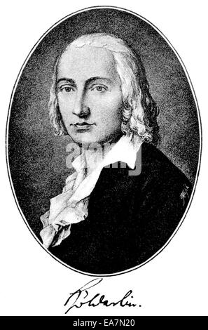 Johann Christian Friedrich Hoelderlin, 1770-1843, ein deutscher Dichter, Porträt von Johann Christian Friedrich Hölderlin, 1770-1843 Stockfoto