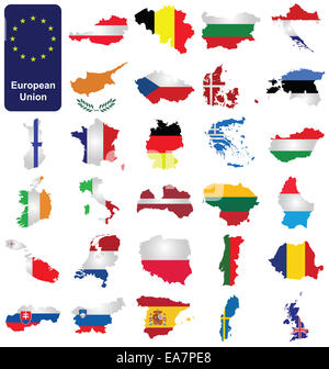 Flaggen der Mitgliedsländer der Europäischen Union Stockfoto