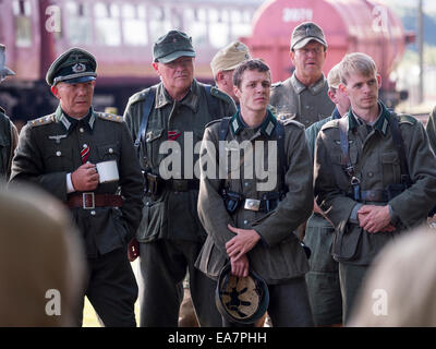 WW11 Enthusiasten Re-inszeniert Weltkrieg zwei Schlachten verkleidet als deutsche Soldaten, Derbyshire, UK Stockfoto