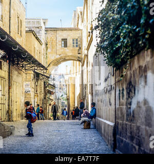 Spannweite des Bogens Ecce Homo außerhalb der Kirche über Via Dolorosa Jerusalem Israel Stockfoto