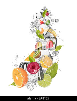 Eis Obst isoliert auf weißem Hintergrund Stockfoto