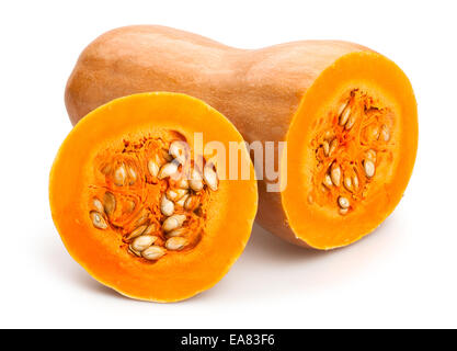 Butternut-Kürbis, isoliert Stockfoto