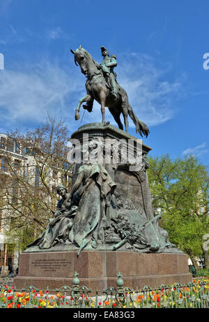 Reiterstatue von general Faidherbe auf quadratischen Richebe in Lille, am 25. Oktober 1896 eingeweiht. Stockfoto