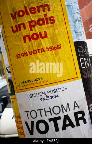 Region Katalonien in Spanien. 8. Oktober 2014. Am Tag vor dem Referendum für die Unabhängigkeit Stockfoto