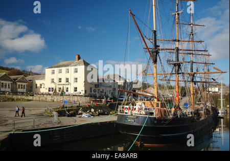 Tall Ship Kaskelot in Charlestown Harbour in der Nähe von St Austell Restormel Süd Cornwall South West England UK Stockfoto