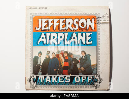 Vintage Rekord Album-Cover Jefferson Flugzeug nimmt ab, veröffentlicht im Jahr 1966. Stockfoto