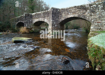 Fingle Bridge über den Fluß Teign bei Drewesteignton Dartmoor Devon England Stockfoto