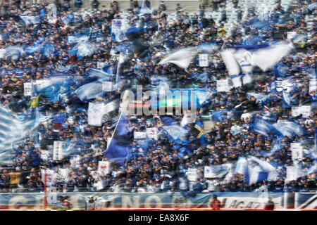 Saitama, Japan. 8. November 2014. Gamba Osaka Football/Soccer-fans: 2014 J.League Yamazaki Nabisco Cup-Finale match zwischen Sanfrecce Hiroshima 2-3 Gamba Osaka im Saitama Stadium 2002 in Saitama, Japan. Bildnachweis: AFLO SPORT/Alamy Live-Nachrichten Stockfoto