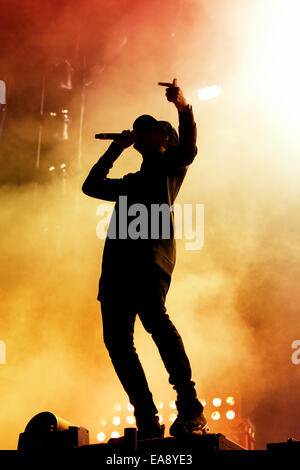 BENICASSIM, Spanien - 17 Juli: Chase & Status (britische elektronische Musik Produktion Duo Band) führt bei FIB Festival. Stockfoto