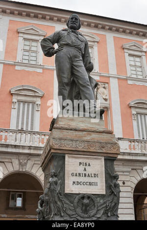 Monument von Garibaldi in Pisa. Giuseppe Garibaldi war ein italienischer General und Politiker, der eine große Rolle in der Geschichte gespielt. Stockfoto