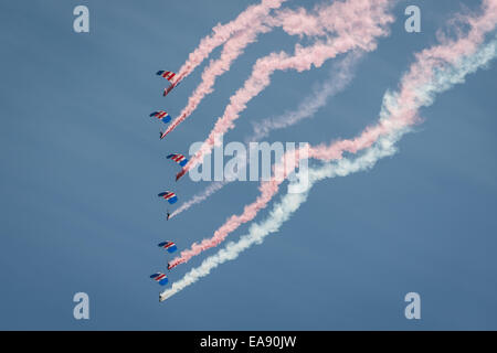 Cosford, UK - 8. Juni 2014: RAF Falcon Fallschirm Display Team bei RAF Cosford Airshow zu sehen. Stockfoto