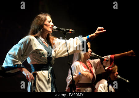 BARCELONA - 24 JUL: Björn Again (Band Hommage an ABBA) führt auf Golden Revival Festival am 24. Juli 2014 in Barcelona, Spanien. Stockfoto