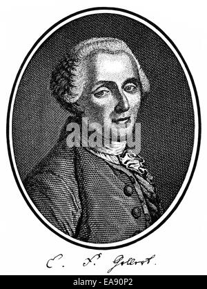 Christian Fuerchtegott Gellert, 1715-1769, ein deutscher Dichter, Schriftsteller und Moralphilosoph der Aufklärung, Porträt von Ch Stockfoto