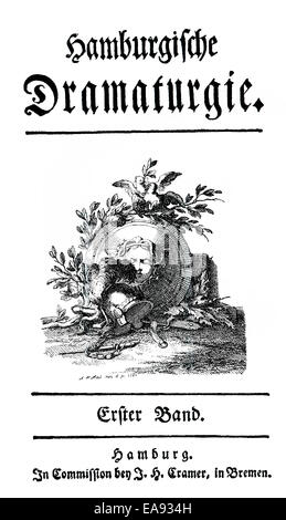 Historischen drucken, 1767, Titelblatt von Gotthold Ephraim Lessing, 1729-1781, ein Dichter der deutschen Aufklärung, 1767, Titel von Stockfoto