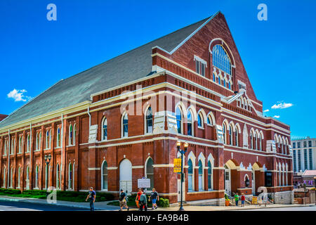 Die ursprüngliche Heimat der berühmten Wahrzeichen, das Ryman Auditorium, der Grand Ole Opry in Music City, Nashville, TN Stockfoto