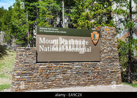 Mount Rushmore Monument Zeichen in South Dakota am Morgen Stockfoto