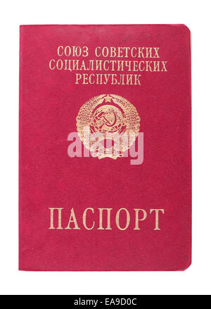 Die alten sowjetischen Dokument auf weißem Hintergrund Stockfoto