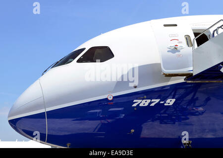 Dreamliner von Boeing 787-9 Auf der Farnborough International Airshow 2014 Stockfoto