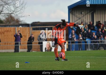 Gosport, Hampshire, UK. 9. November 2014. Nathan Ashmore sendet. Gosport Borough V Colchester United, FA Cup erste Runde 9. November 2014. Privett Park, Gosport, Hampshire, Vereinigtes Königreich, Guthaben: Flashspix/Alamy Live-Nachrichten Stockfoto