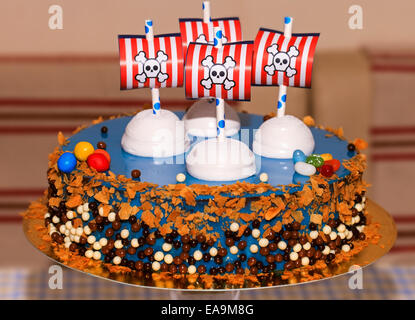 Kinder party Bithday Kuchen mit Piraten Stockfoto