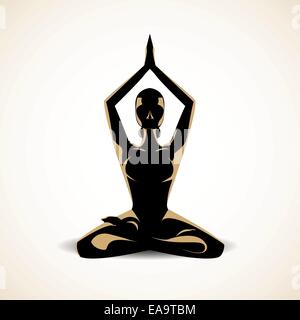 Frauen-Silhouette in die Yoga-Meditation-Pose-Vektorgrafik Stock Vektor