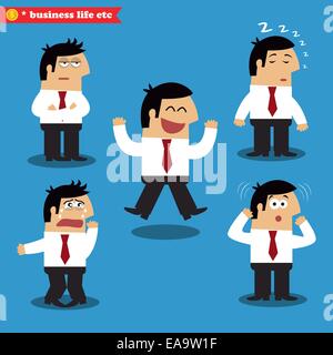 Manager-Emotionen in Posen, stehend set Vektor-illustration Stock Vektor